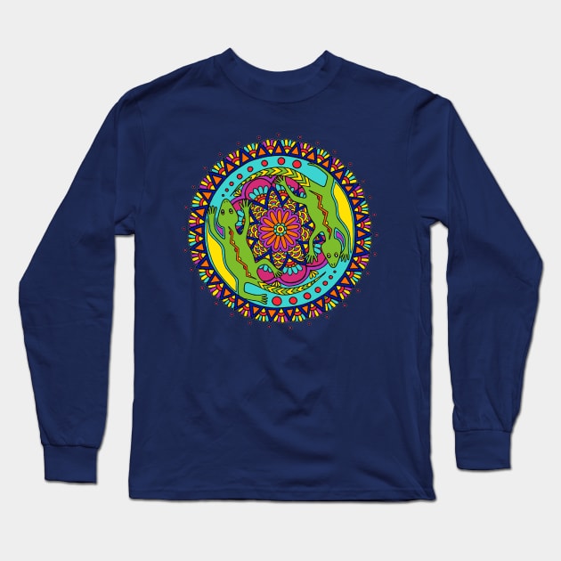 Lizard Mandala Long Sleeve T-Shirt by HLeslie Design